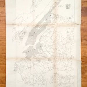 Antike New York City Karte von 1880 Volkszählung – Manhattan, Brooklyn, Queens, Jersey City, Bronx, Central Park, Village, Upper Side, NYC NY NJ
