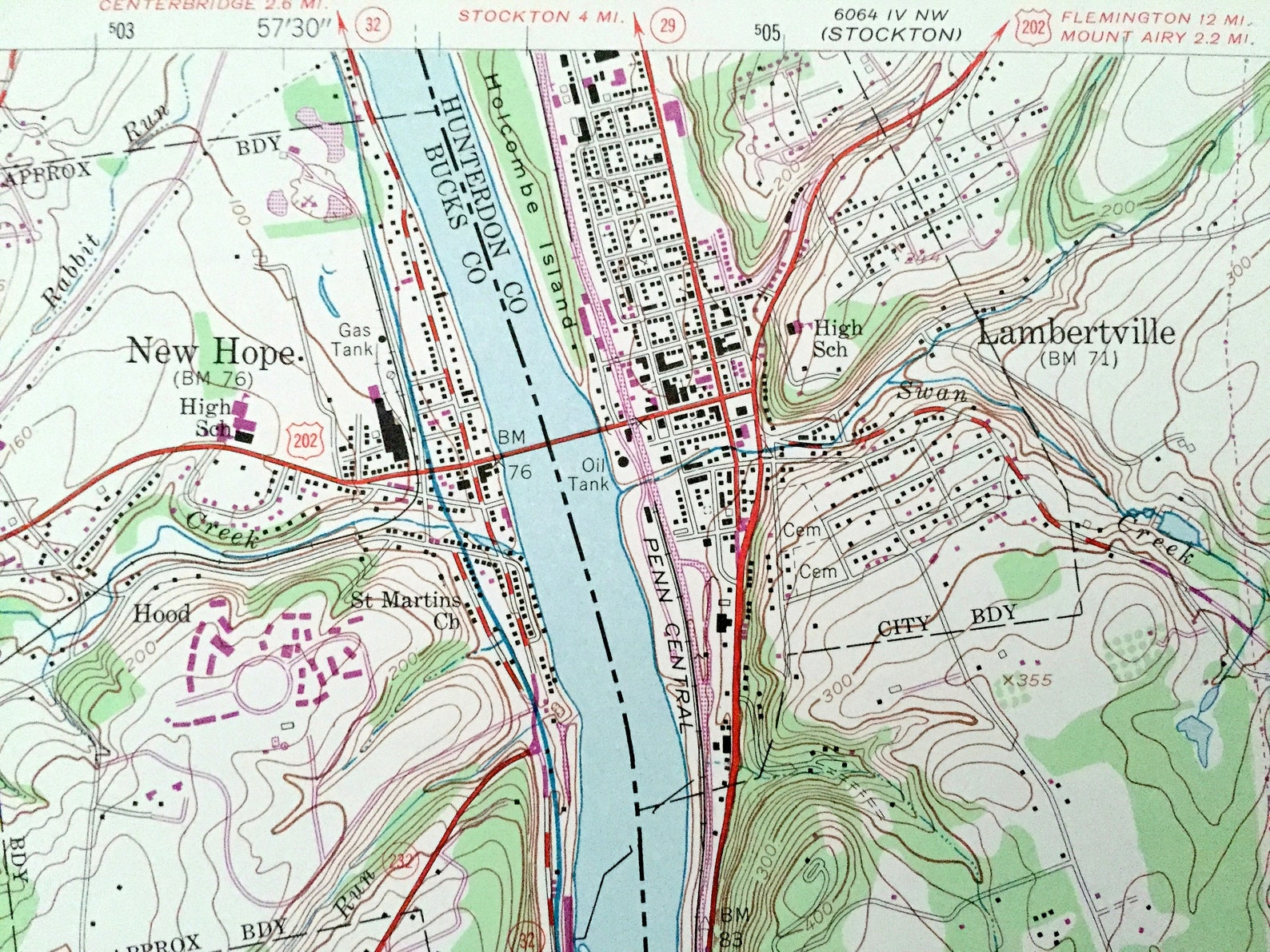 Antique Lambertville New Jersey 1953 US Geological Survey Map Etsy