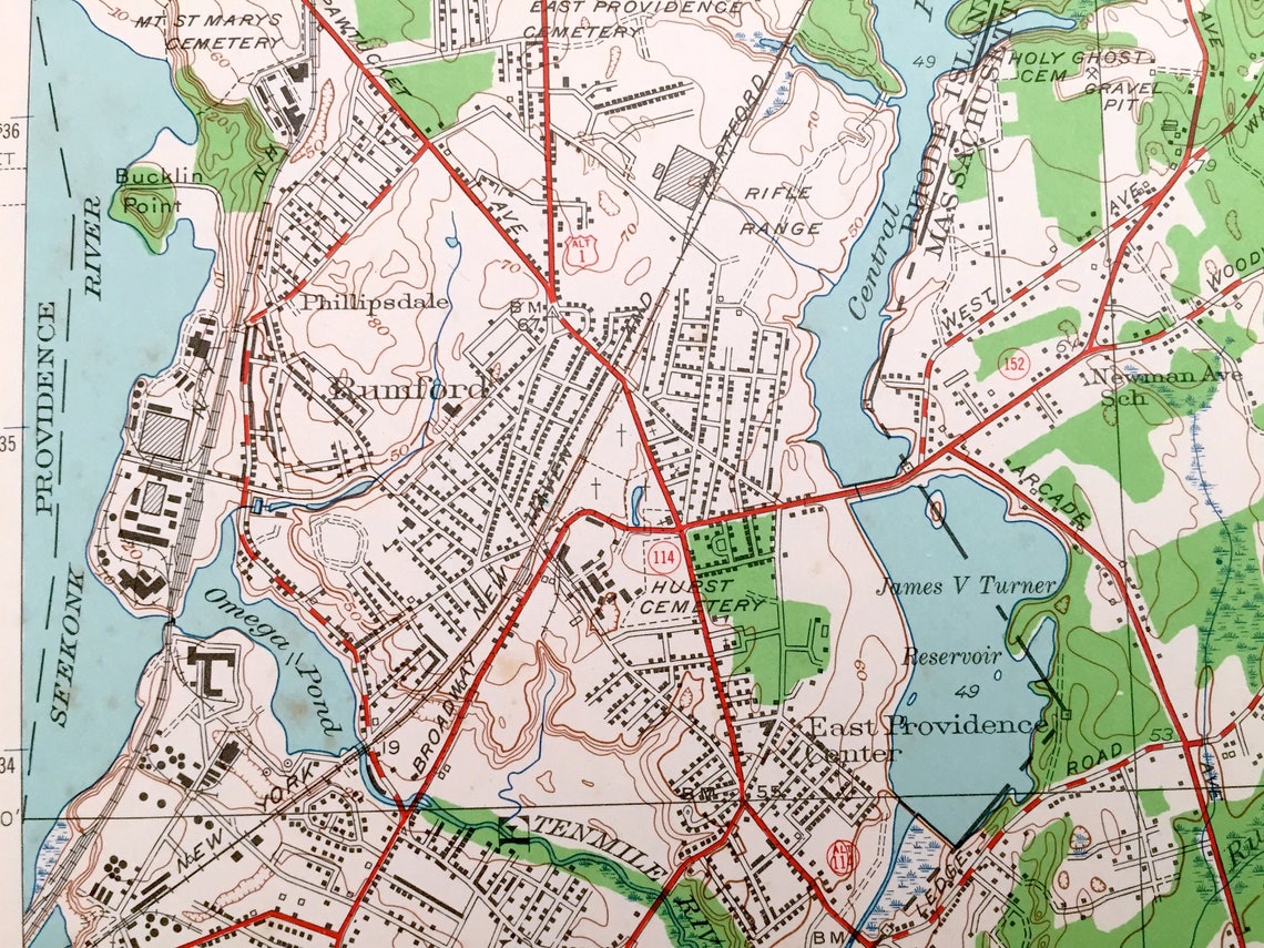 Antique Providence Rhode Island 1949 US Geological Survey Etsy