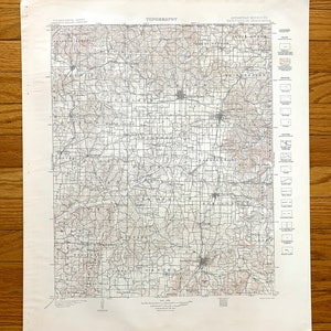 Antique Fayetteville, Arkansas 1904 US Geological Survey Carte topographique – Bentonville, Benton, comté de Washington, Rogers, Hobbs Park MO AR