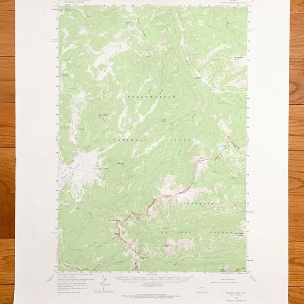 Antique Pelican Cone, Wyoming 1959 US Geological Survey Topographic Map – Yellowstone National Park, Park County, Shoshone Forest, WY