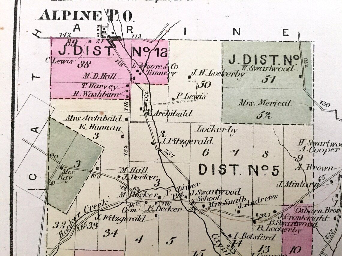 Antique 1874 Cayuta New York Map from Pomeroy Whitman & Co. Etsy