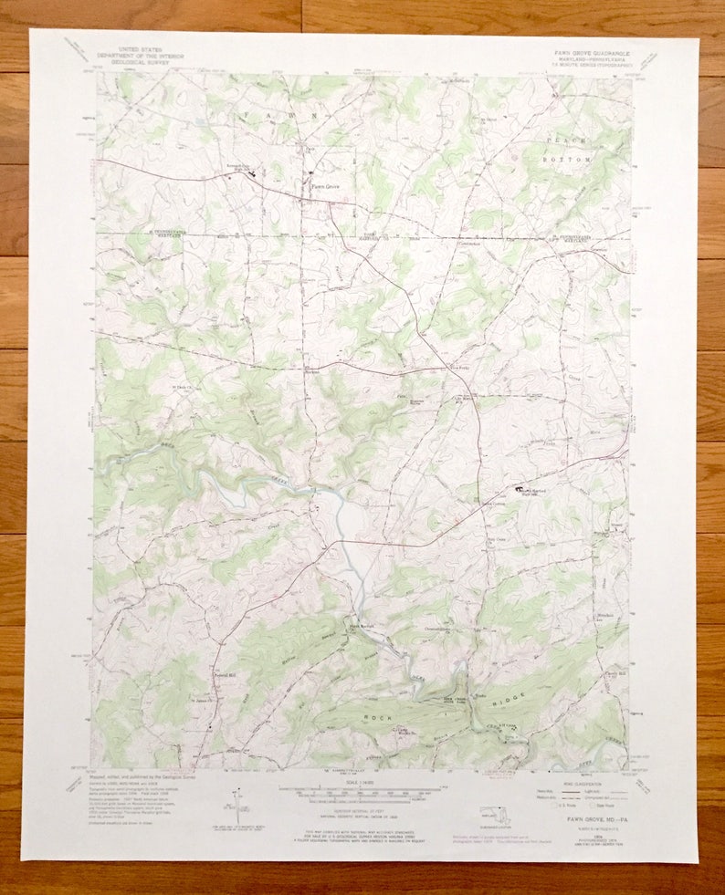 Antique Fawn Grove, Pennsylvania 1956 US Geological Survey Topographic
