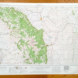 Antique Sheridan, Wyoming 1962 US Geological Survey Topografische Kaart – Buffalo, Worland, Manderson, Hyattville, Kleenburn, Big Horn Forest WY