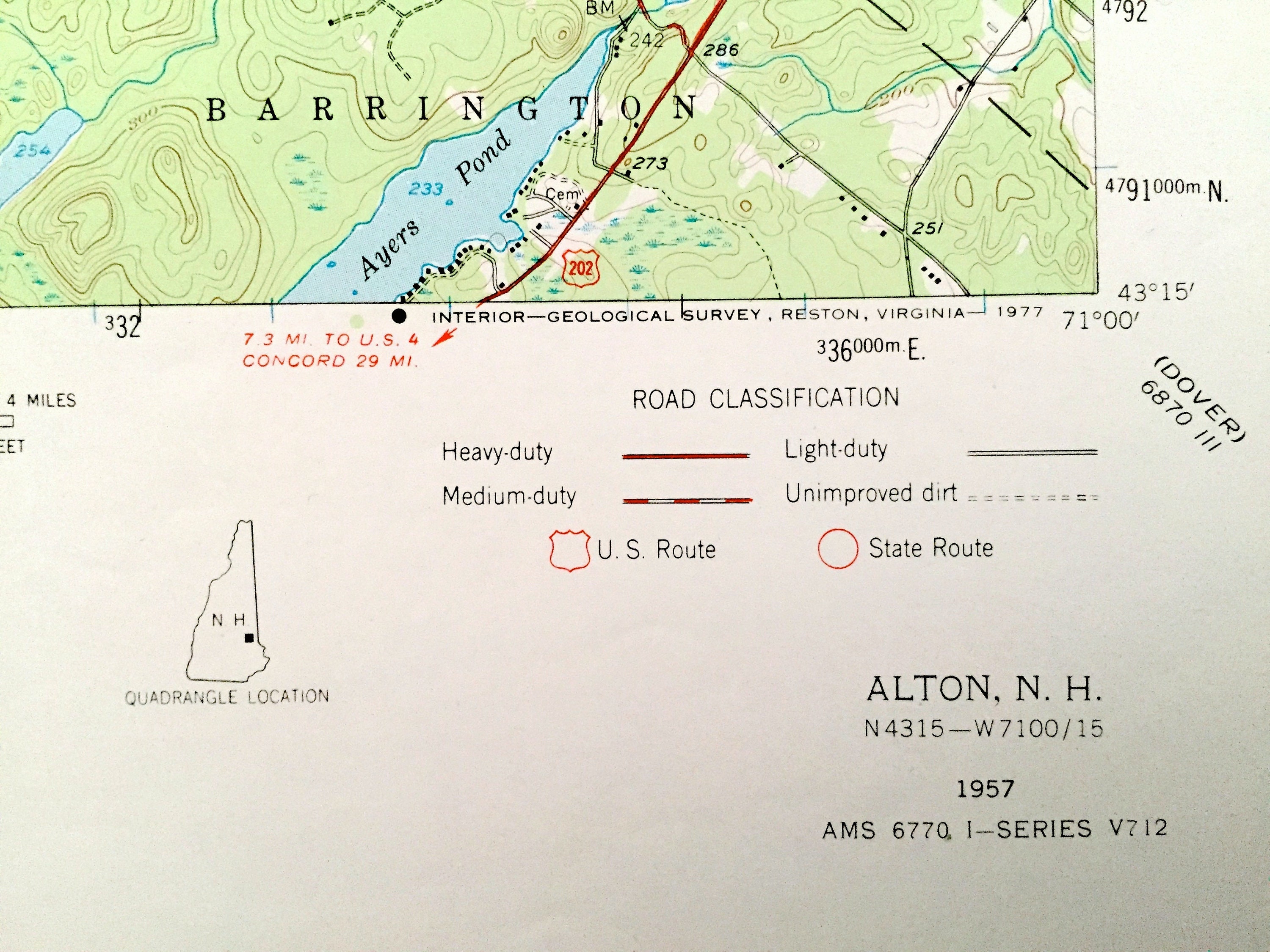 Antique Merrymeeting Lake New Hampshire 1957 US Geological Etsy