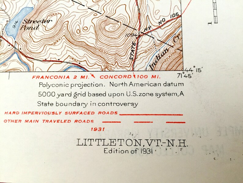 Antique Littleton New Hampshire 1931 US Geological Survey Etsy