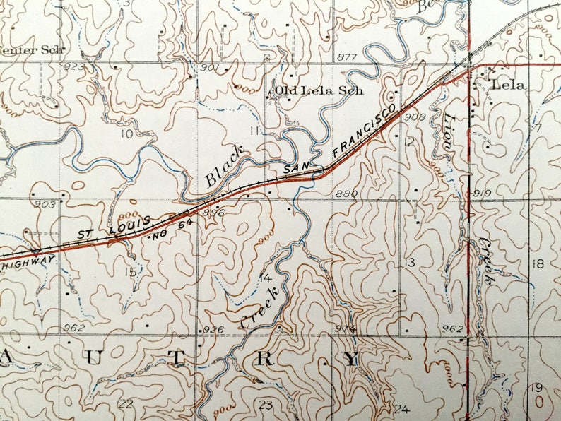 Antique Pawnee Oklahoma 1936 US Geological Survey Topographic Etsy