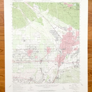 Antique San Bernardino, Californie 1954 US Geological Survey Carte topographique - Muscupiabe, Rialto, Fontana, Colton, Loma Linda, Bloomington