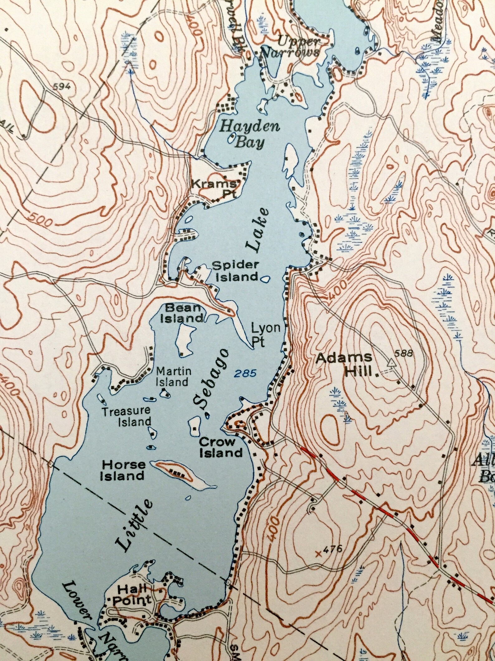 Antique Sebago Lake, Maine 1957 US Geological Survey Topographic Map ...