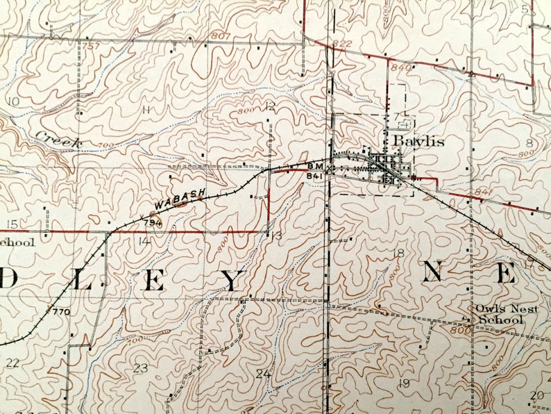 Illinois 1926 US Geological Survey Topographic Map \u2013 Baylis Griggsville Pike County New Salem Newburg Derry Antique Pittsfield Atlas