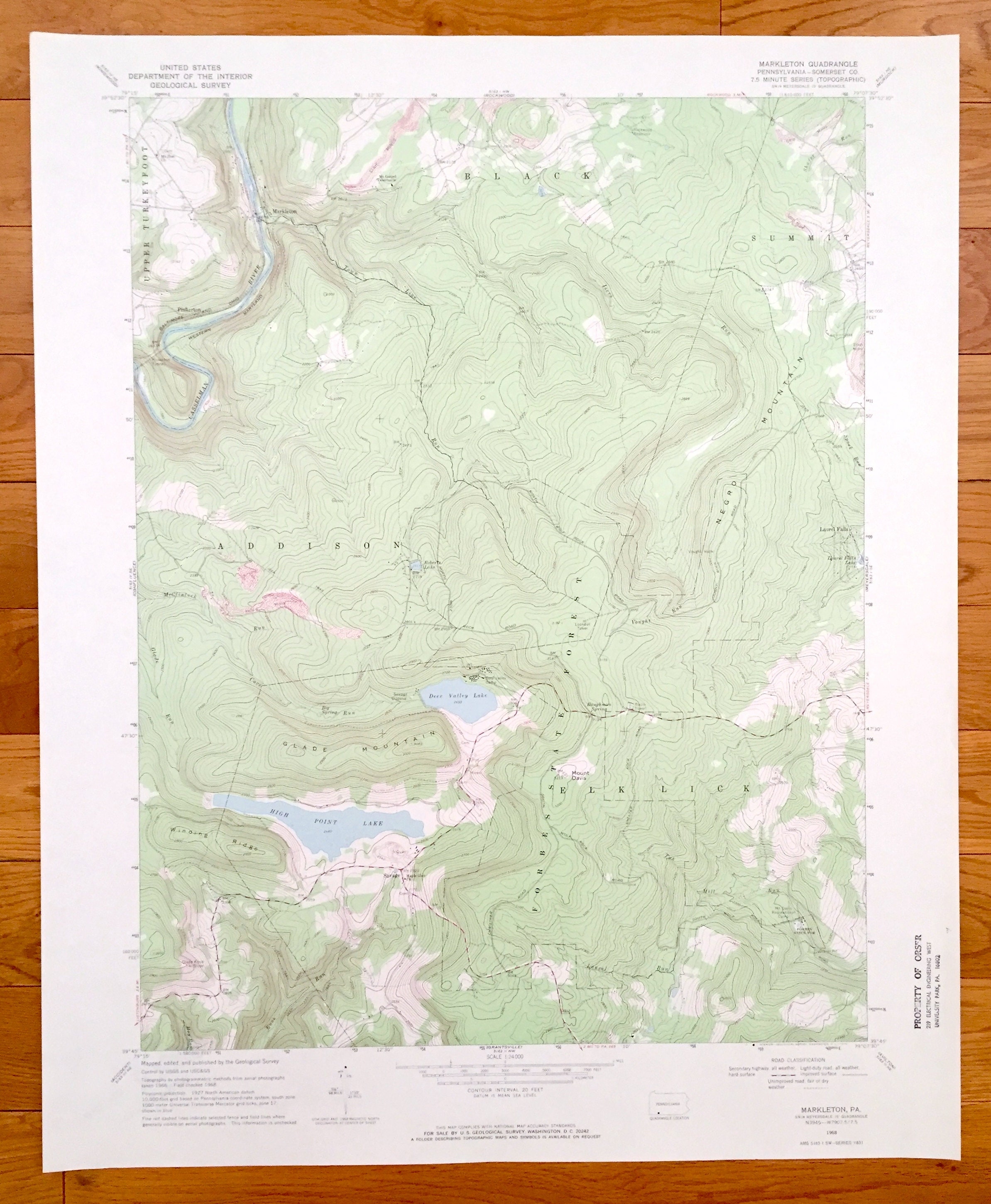 Us Geological Survey Topographic Map Antique Markleton Pennsylvania 1968 Us Geological Survey | Etsy Canada