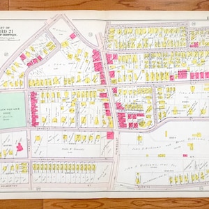 Antike 1906 Roxbury, Massachusetts Karte von GW Bromley Atlas – Boston, Suffolk County, Washington Park, Boston Latin Academy Horatio Harris