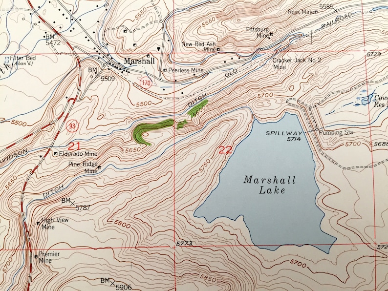 Jefferson County CO Denver Superior Boulder Marshall Antique Louisville Colorado 1957 US Geological Survey Topographic Map \u2013 Boulder