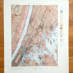 Antique New York City 1901 US Geological Survey Topographic Mappa – Manhattan, Bronx, Queens, Westchester, New Jersey, Central Park, Harlem NY