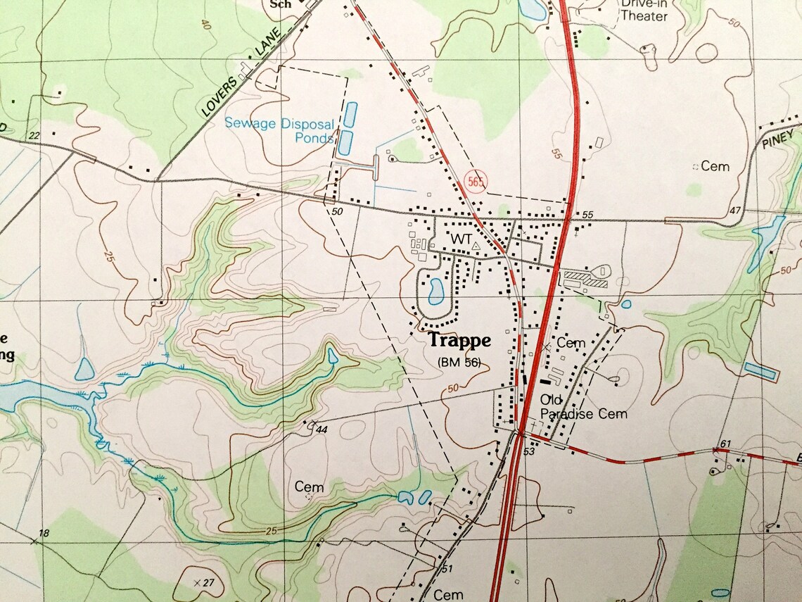 Antique Trappe Maryland 1988 US Geological Survey Topographic Etsy