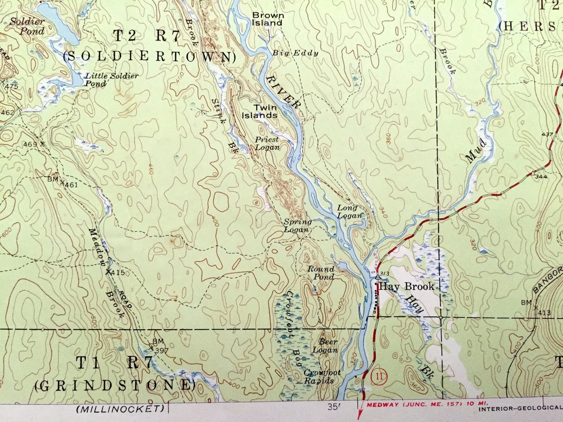 Antique Stacyville Maine 1953 US Geological Survey Etsy UK