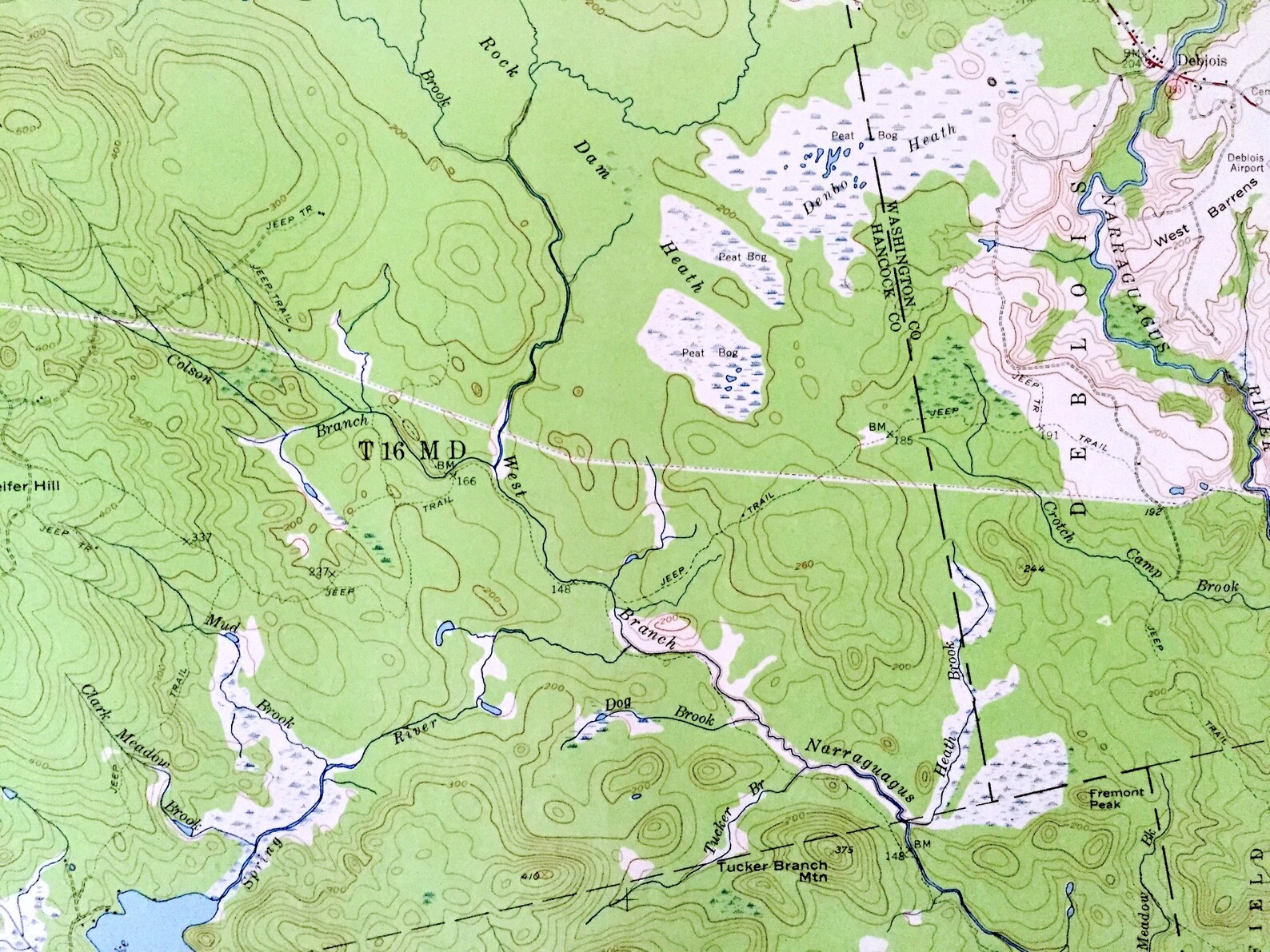 Antique Tunk Lake & Sullivan, Maine 1957 US Geological Survey ...