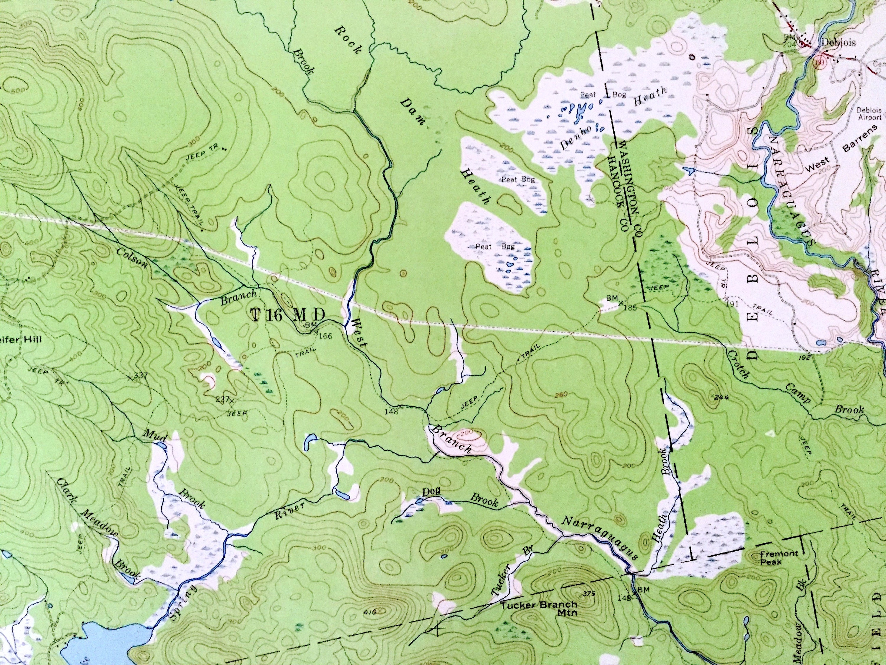 Antique Tunk Lake & Sullivan, Maine 1957 US Geological Survey ...