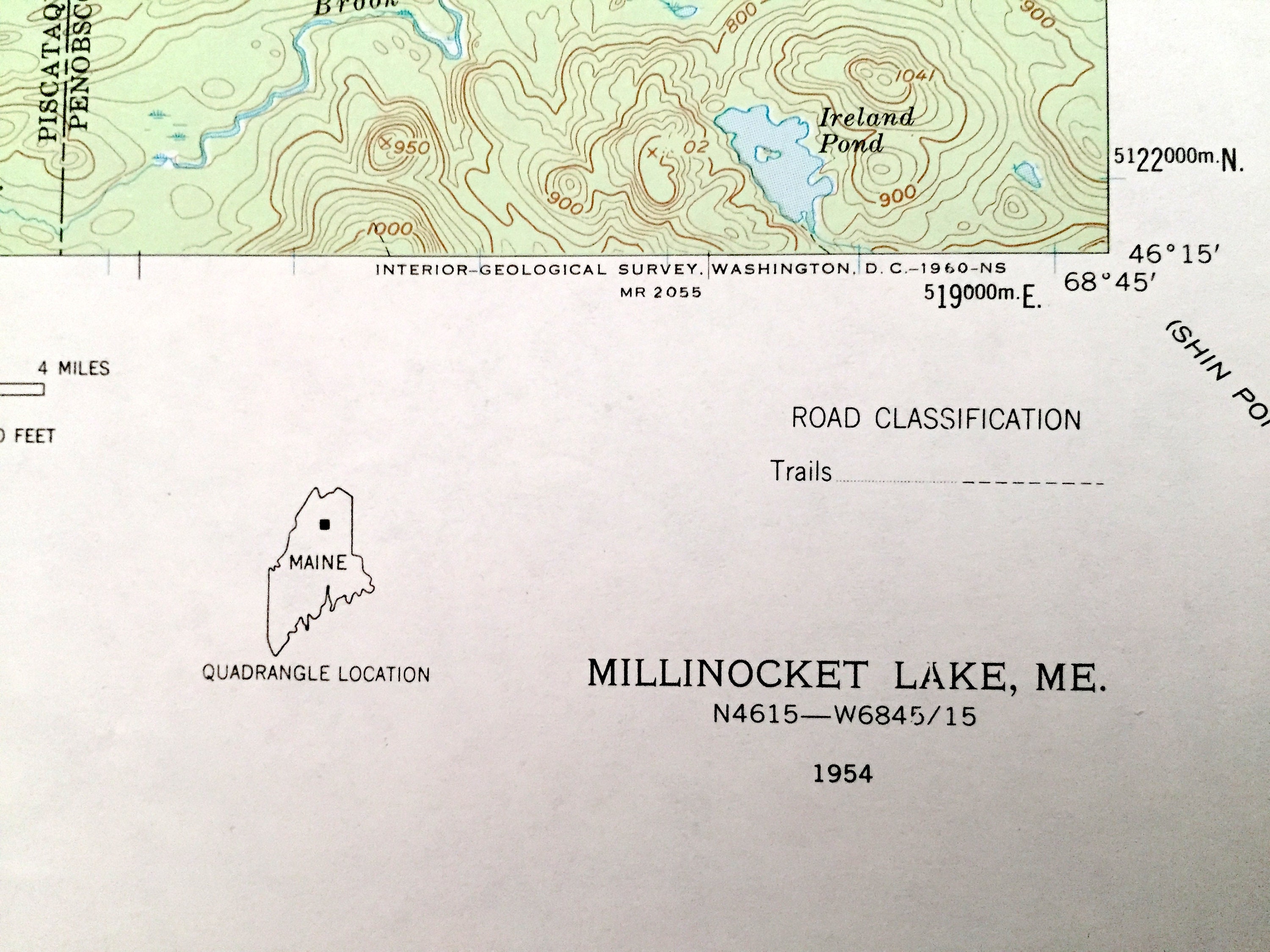 Antique Millinocket Lake Maine 1954 US Geological Survey Etsy