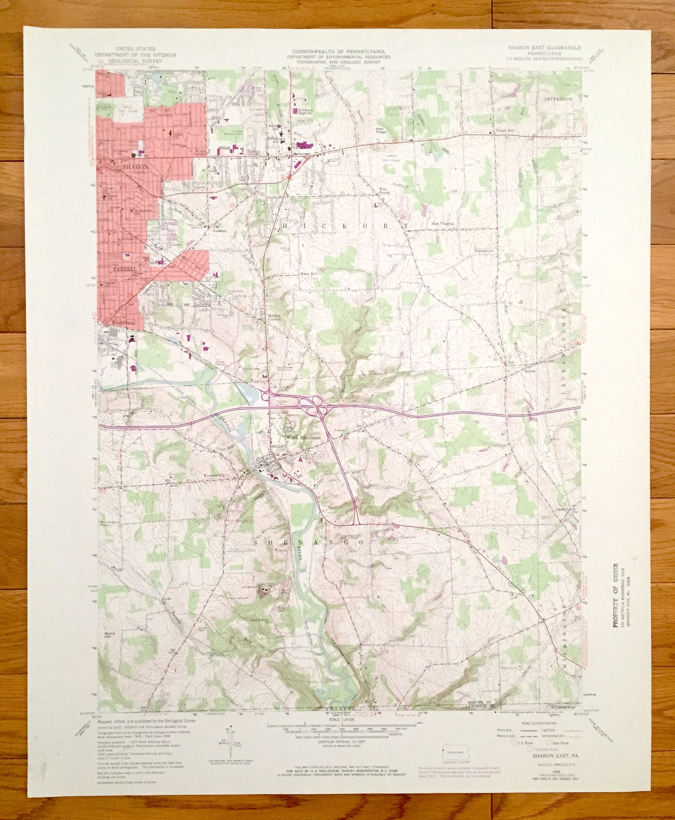 Antique Sharon Pennsylvania 1958 US Geological Survey Etsy