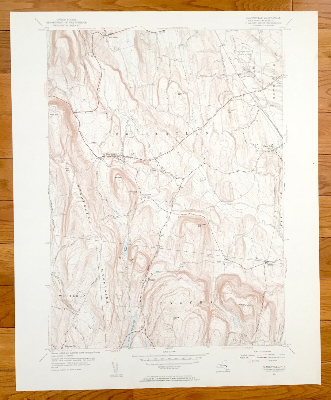 Antique Clarksville, New York 1953 US Geological Survey Topographic