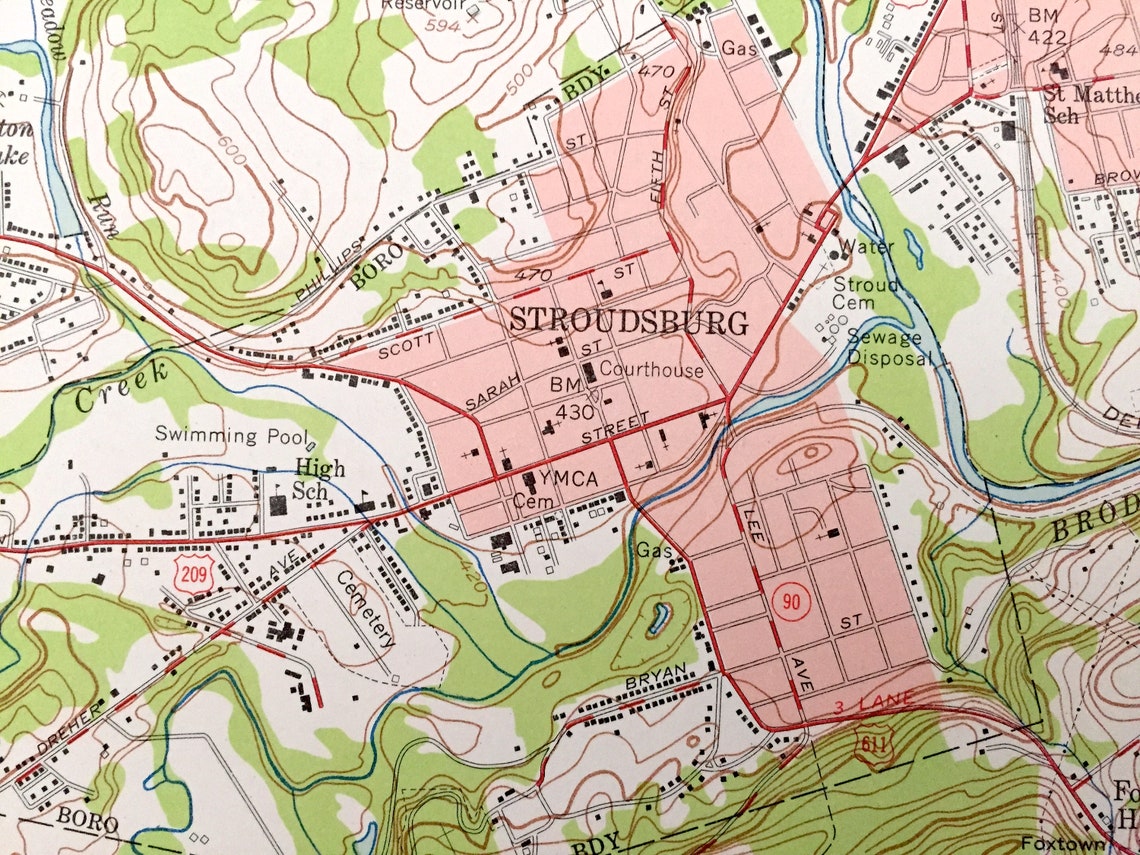 Antique Stroudsburg Pennsylvania 1955 US Geological Survey Etsy