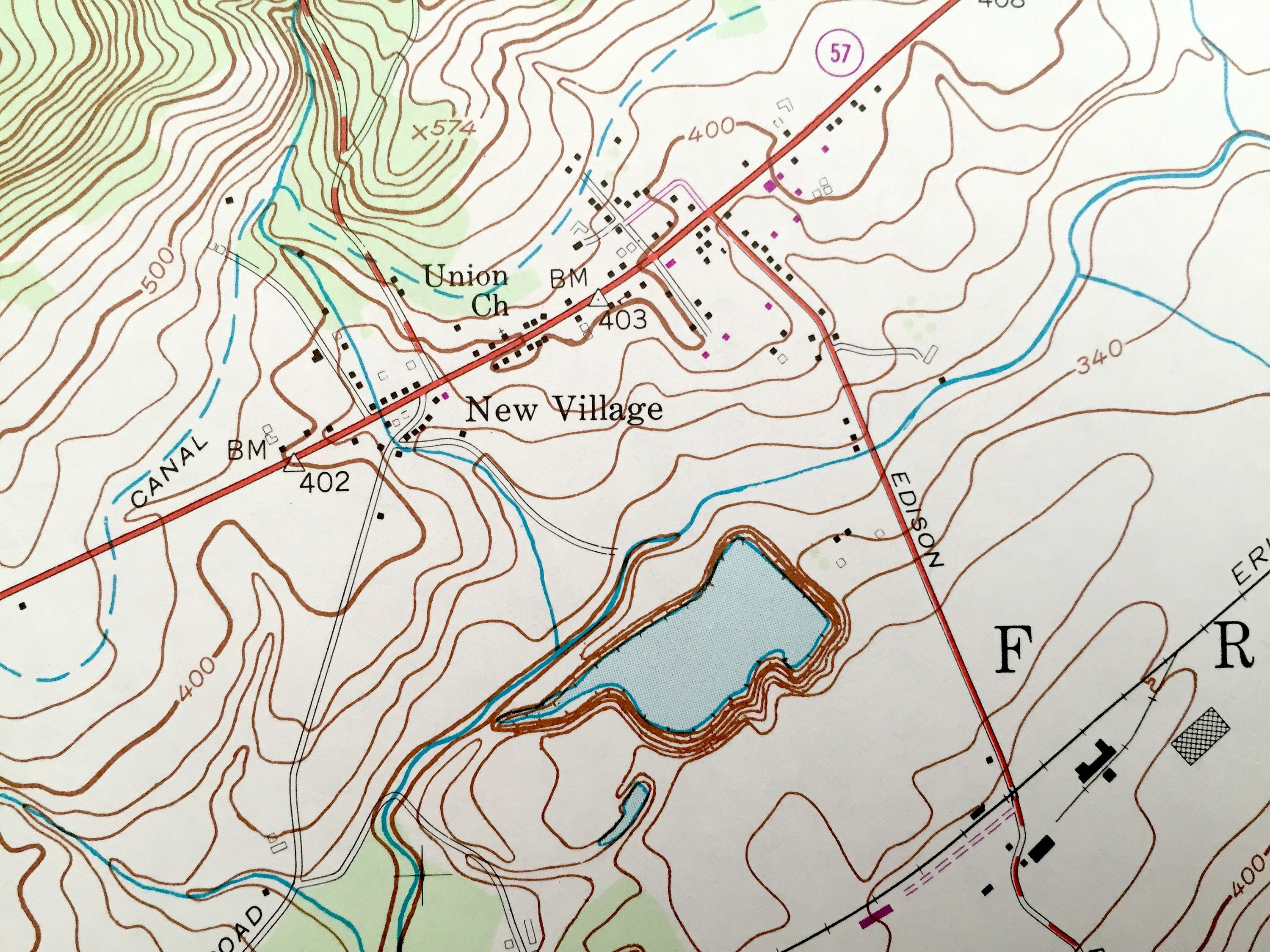Antique Bloomsbury Nueva Jersey 1955 Us Geological Survey Etsy