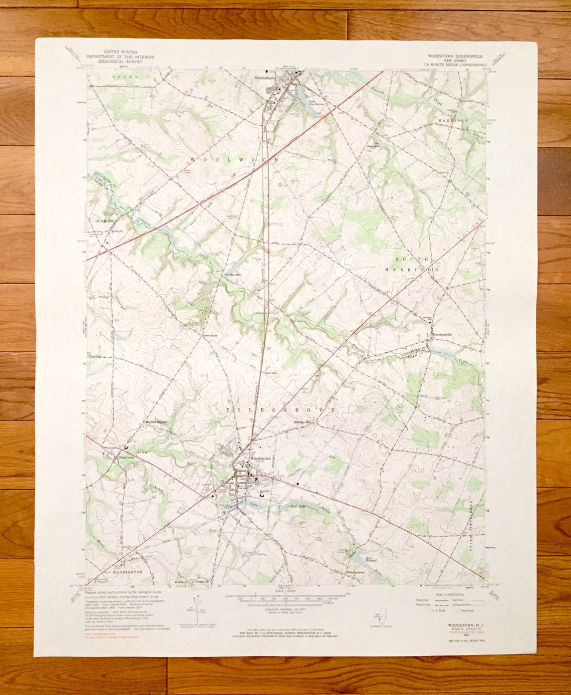 Antique Woodstown New Jersey 1967 US Geological Survey Etsy