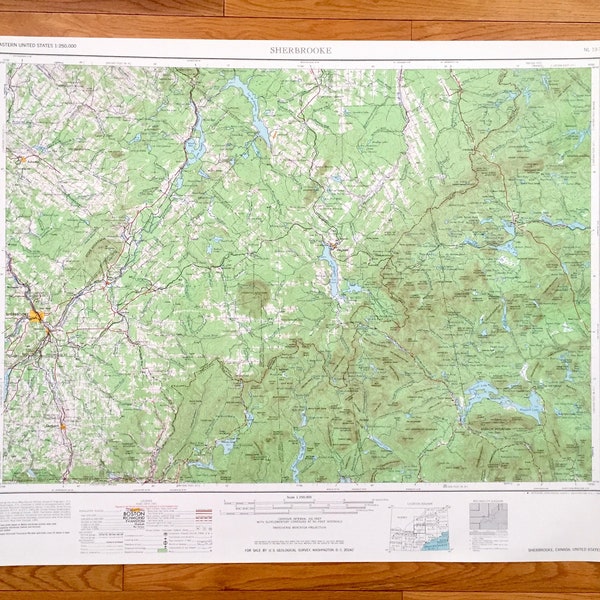 Antique Sherbrooke, Quebec Canada 1966 US Geological Survey Topographic Map – Lennoxville, Asbestos, Megantic, Lambton, Bromptonville