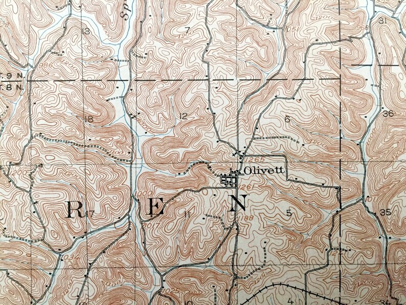 Antique Flushing Ohio 1905 US Geological Survey Topographic Etsy