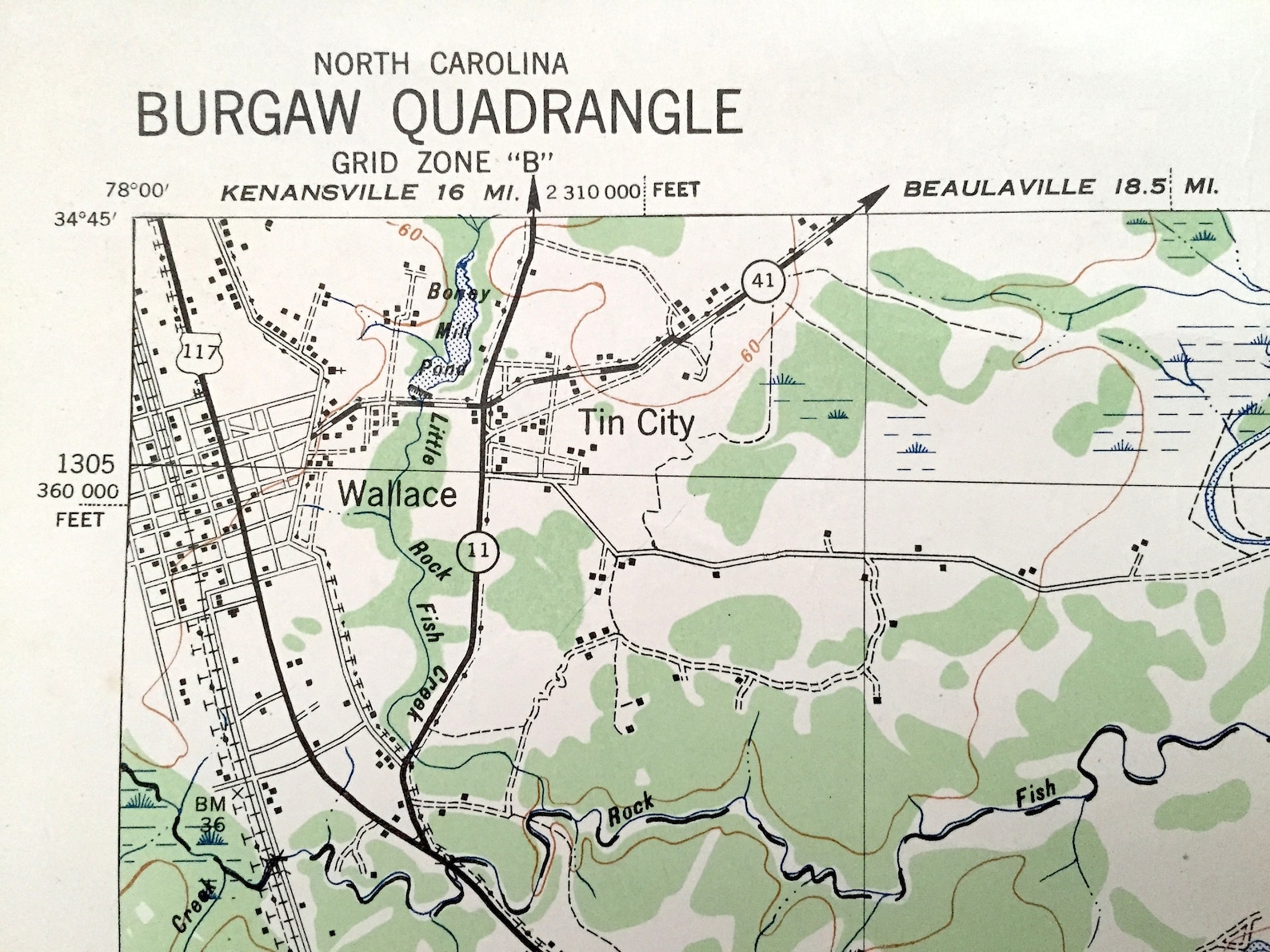 Antique Burgaw North Carolina 1942 US Geological Survey Etsy