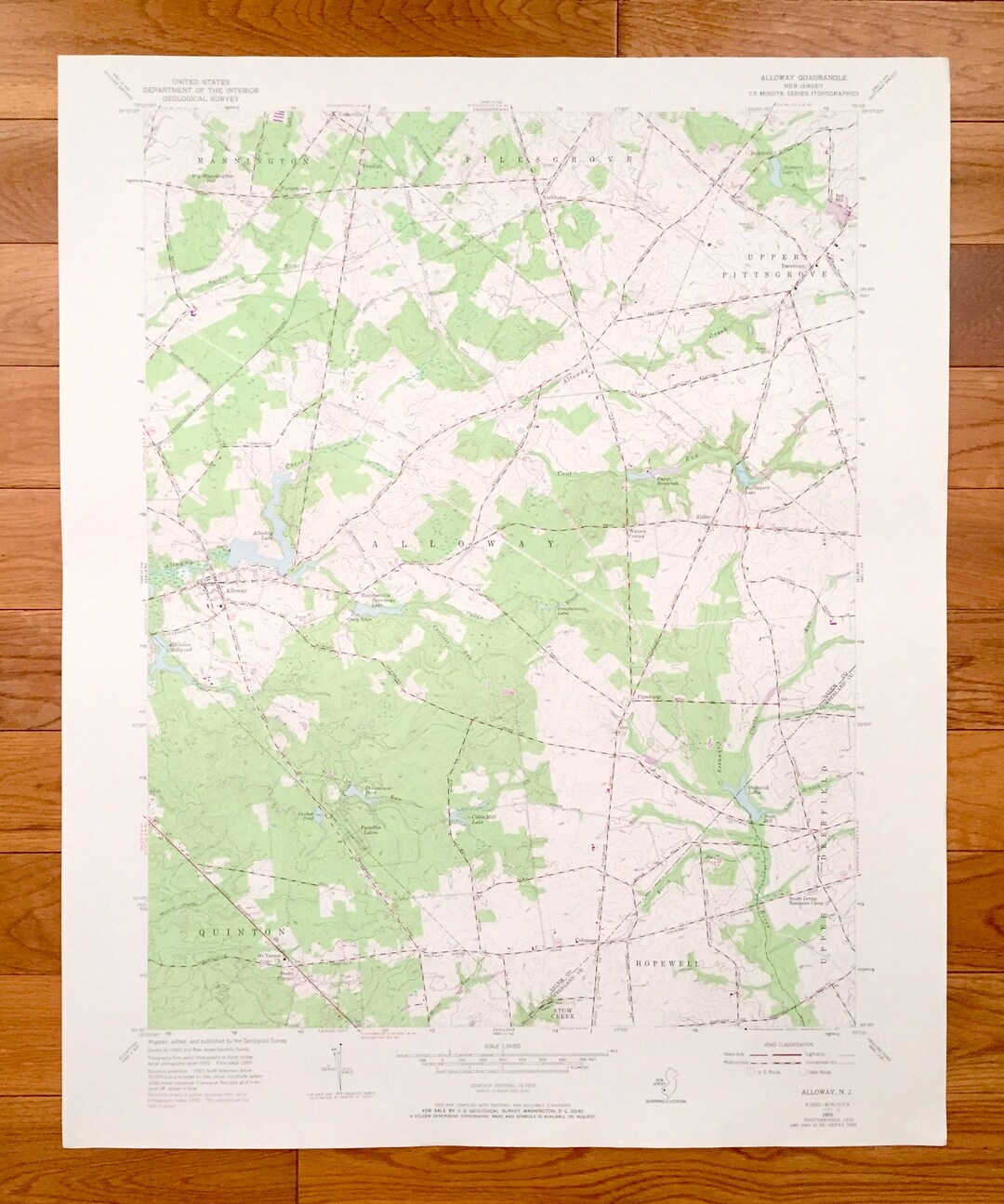 Antique Alloway, Nueva Jersey 1955 US Geological Survey Topographic Map