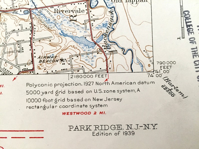 Antique Park Ridge New Jersey 1939 US Geological Survey Map Etsy