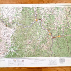 Antike Huntington, West Virginia 1957 US Geological Survey topographische Karte – Barboursville, Kenova, Cerede, Milton, Hurrikan Chesapeake WV
