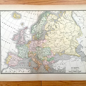 Antike 1895 Europa-Karte von Rand McNally – Frankreich, Schweden, Russland, Italien, Spanien, Türkei, Spanien, England, Irland, Portugal, Deutschland, Griechenland
