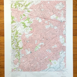 Mapa topográfico antiguo de Lansdowne, Pensilvania, 1956, del Servicio Geológico de EE. UU.: Filadelfia, Montgomery, condado de Delaware, Haverford, Marple, Pensilvania