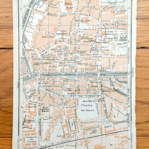 Antiguo 1909 Rennes, Francia Mapa de Baedekers Guía Atlas – Bretaña, Medieval, Catedral, Río Vilaine, Canal, Gare, Caserne, Seminario