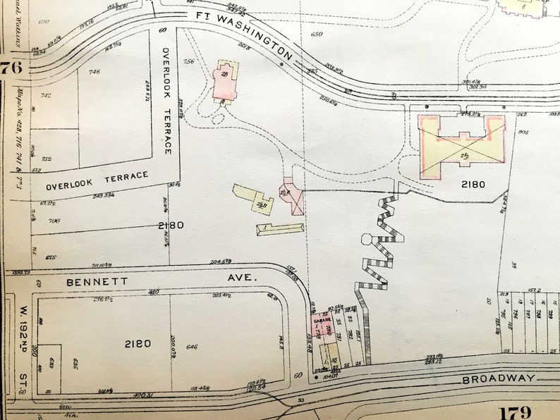 Antique Manhattan, New York City Map From Bromley's 1925 Manhattan Land ...