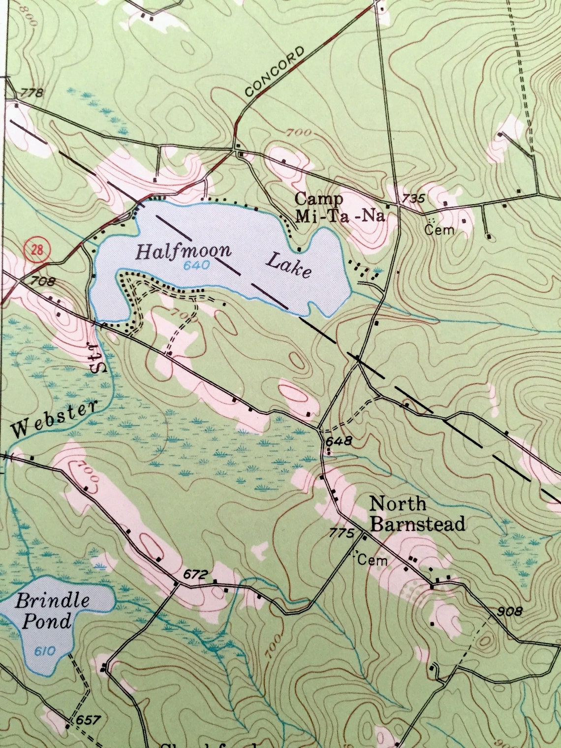 Antique Merrymeeting Lake New Hampshire 1957 US Geological Etsy