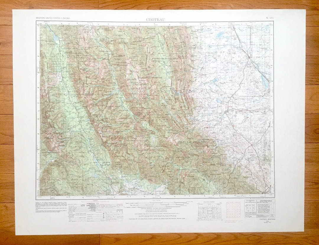 Antique Choteau, Montana 1955 US Geological Survey Topographic Map