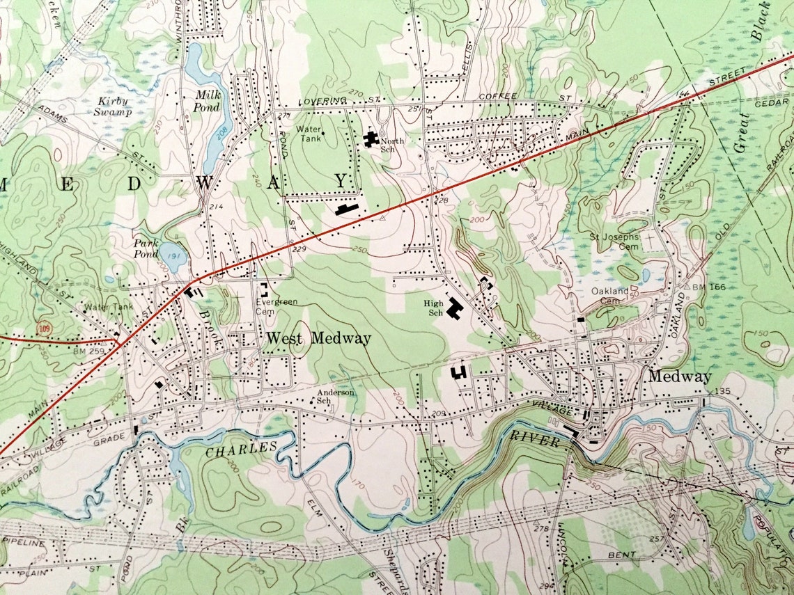 Antique Holliston Massachusetts 1969 US Geological Survey Etsy