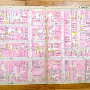Antike Chinatown, Philadelphia, Pennsylvania 1908 Elvino V Smith Atlas Karte – Zentrum Stadt, Franklin Square, Altstadt, Callowhill PA PHL