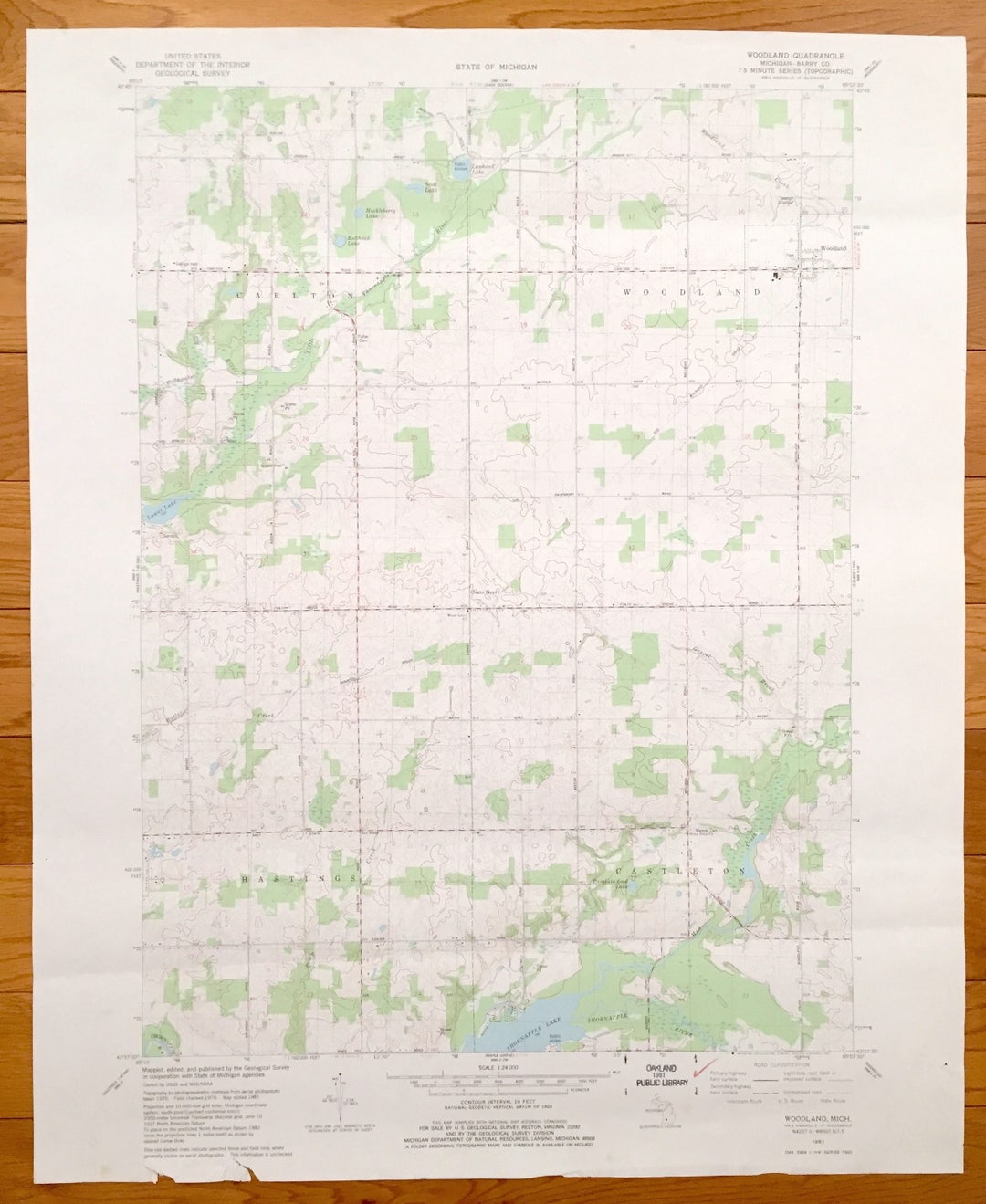 Antique Woodland, Michigan, 1981 US Geological Survey Topographic Map