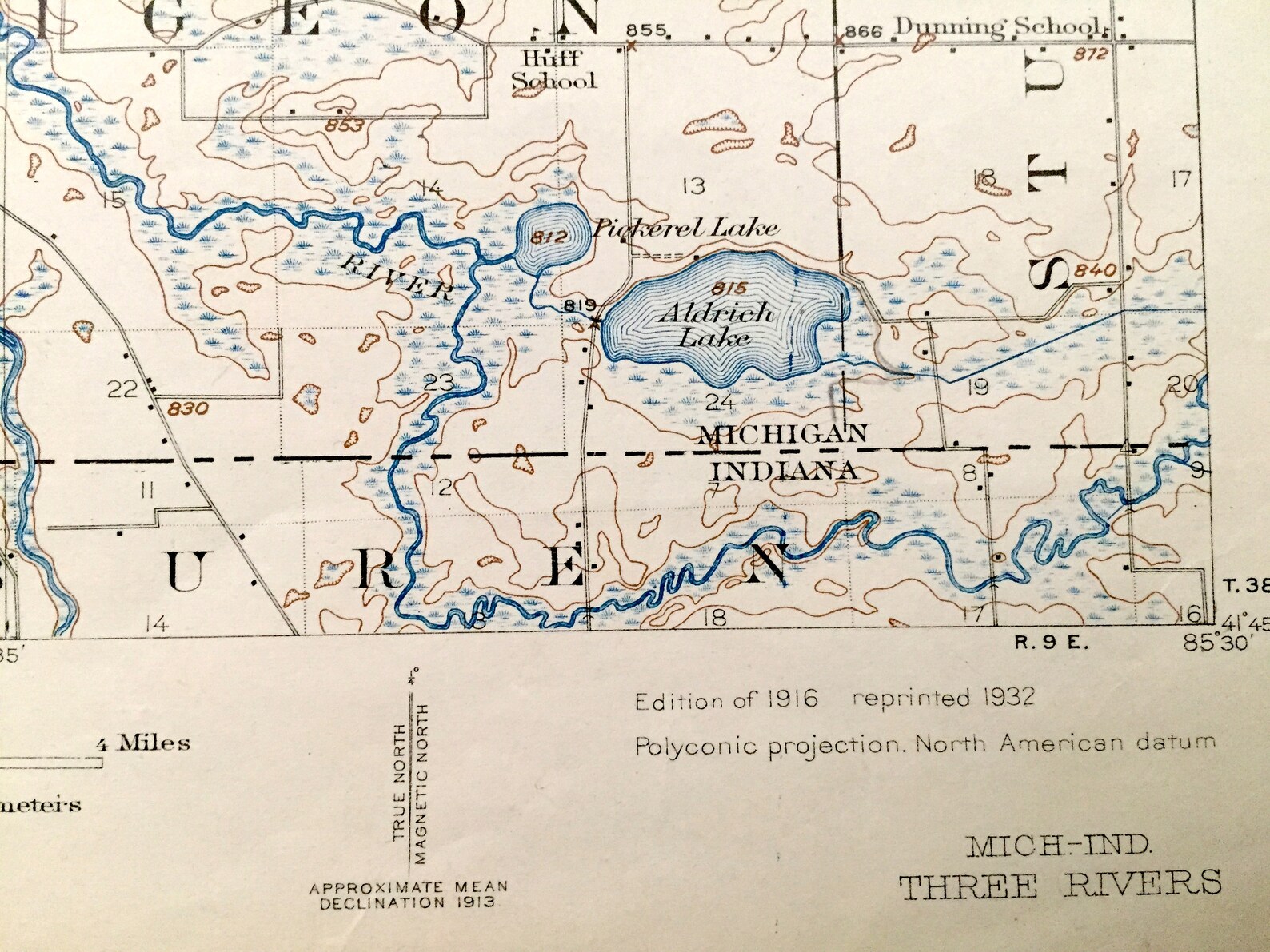 Antique Three Rivers Michigan 1916 US Geological Survey Etsy