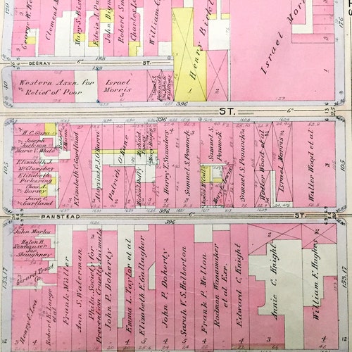 Antique Center City, Philadelphia, Pennsylvania 1908 Elvino V Smith Atlas Map – shops City Hall, Logan Square, Rittenhouse, Market Street, PA PHL