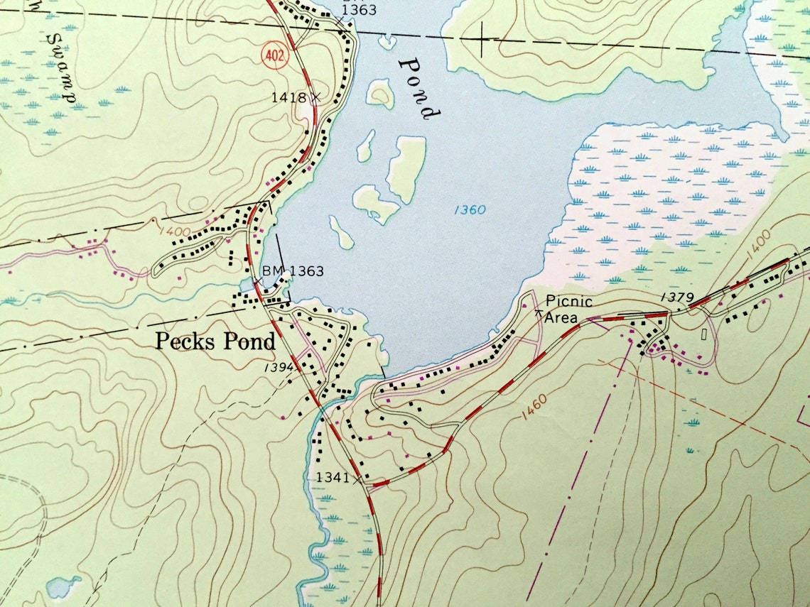 Antique Pecks Pond Pennsylvania 1966 US Geological Survey Etsy