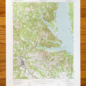 Antique Stafford, Virginia 1926 Mapa topográfico del Servicio Geológico de EE. UU. – Fredericksburg, Base Marina de Quantico, Río Potomac, King George Co