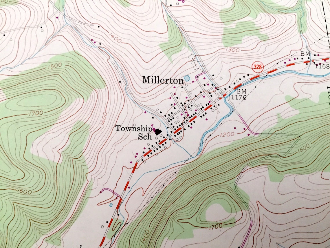 Antique Millerton Pennsylvania 1954 US Geological Survey Etsy