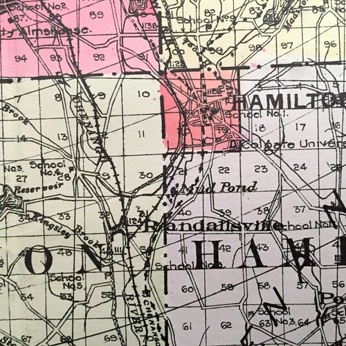 Antique Madison County, New York 1912 New Century Atlas Map shops – Oneida, Bridgeport, Cazenova, Chittenango, Canastota, Hamilton, Brookfield, NY