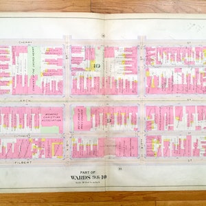 Antike Zentrum Stadt, Philadelphia, Pennsylvania 1908 Elvino V Smith Atlas Karte – Rathaus, Logan Square, Rittenhouse, Market Street, PA PHL